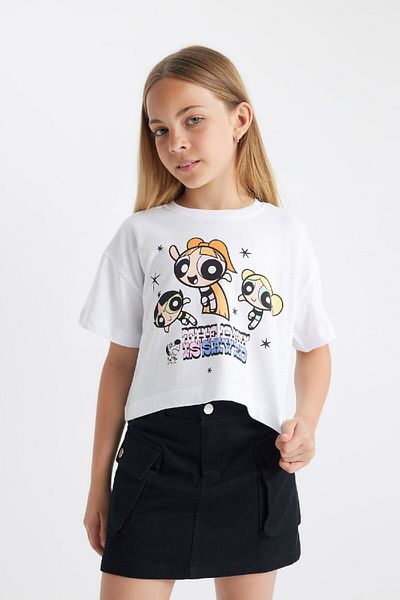 DeFacto Powerpuff Girls Patterned Girl's T-Shirt - Crew Neck, Short Sleeve C5940A824Hs