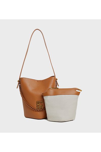BCBG Brown Logo Detail Shoulder Bag