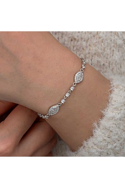 Skygo Silver Zircon Stone Shuttle Women's Bracelet