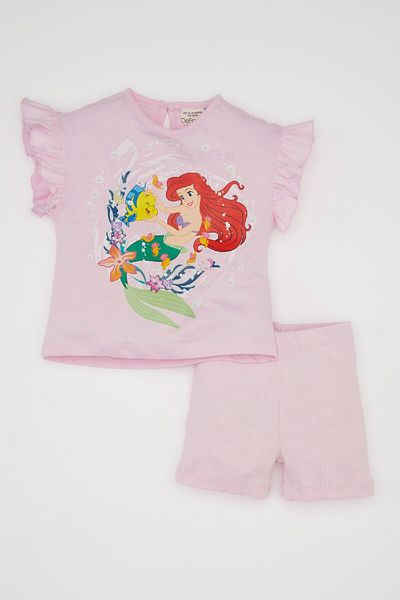DeFacto Disney Baby Girls 2 részes szett - Princess fésült pamut, nyakú, rövid ujjú póló és rövidnadrág C8641a524sm