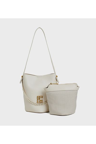 BCBG Ivory Logo Detail Shoulder Bag