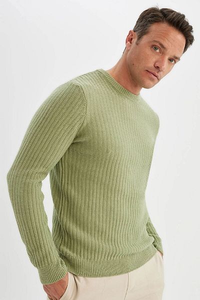 DeFacto Standard Fit Regular Cut Crew Neck Jacquard Knitwear Sweater A5234Ax24Wn