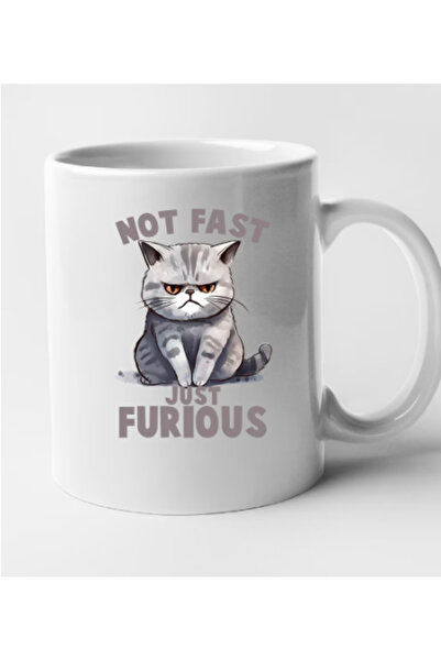 OEM Cana albă personalizată, Cat Not fast just furious, INOVATIX®. 330 ml