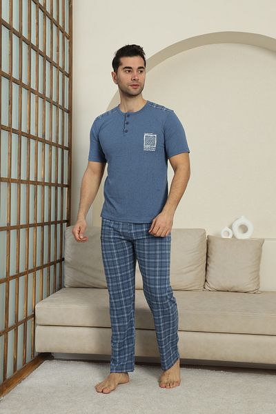 FAMES PİJAMA SET DE PIZAMA BĂRBAȚI BĂRBAȚI BUMBAC PIŞAT