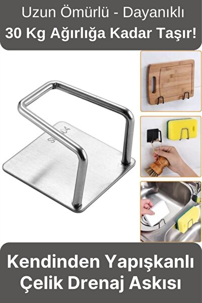 Svein Paslanmaz Çelik Suya Dayanıklı Evye Düzenleyici Yapışkanlı Bulaşık Süng...