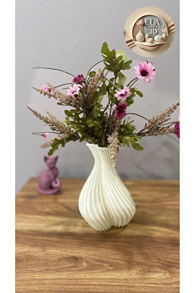 Ela Crafts Elegant și elegant: vază decorativă cu model de inimă – 16 cm (alb)