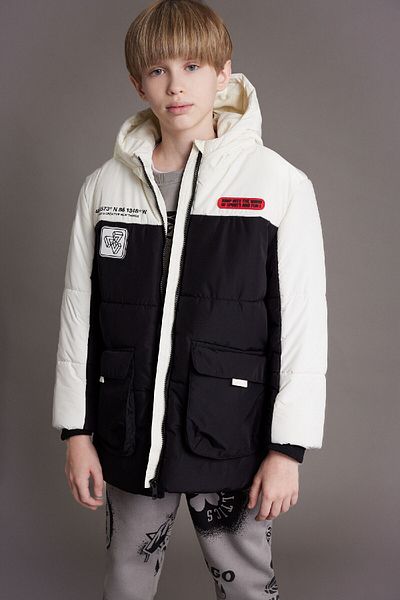 DeFacto Boy Water Repellent Hooded Zipper Pocket Fleece Lined Coat C9036A824Wn