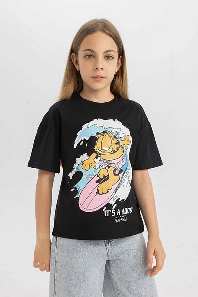 DeFacto Garfield Print Girl's T-Shirt - Relax Fit, Crew Neck, Short Sleeve C5941A824HS