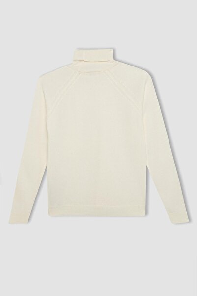 DeFacto Kız Çocuk Ekru Balıkçı Yaka Basic Düz Triko Kazak R1953a624wn