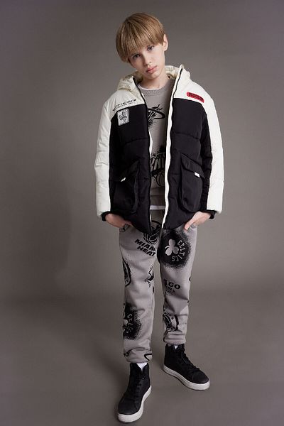 DeFacto Boy Water Repellent Hooded Zipper Pocket Fleece Lined Coat C9036A824Wn