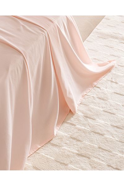 Madame Coco Ciel Double 100% Cotton Elasticless Satin Bed Sheet - Light Powder