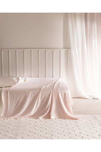 Madame Coco Ciel Double 100% Cotton Elasticless Satin Bed Sheet - Light Powder
