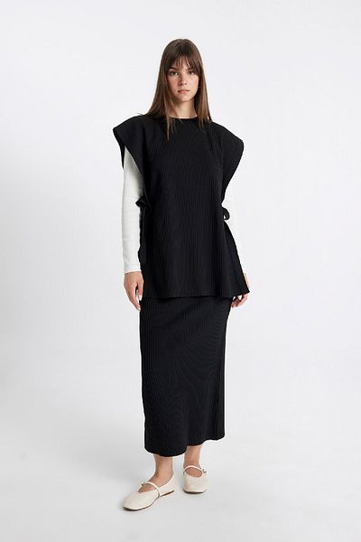 DeFacto Crew Neck Knitwear Sweater - Regular Fit, Side Tie Y1323Az24Au