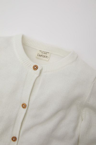 DeFacto Baby Girl Crew Neck Sleeves Frilly Buttoned Knitwear Cardigan C8605A524Wn