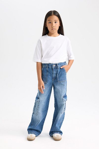 DeFacto Pantaloni cargo cu picioare largi pentru fete C8540A824AU