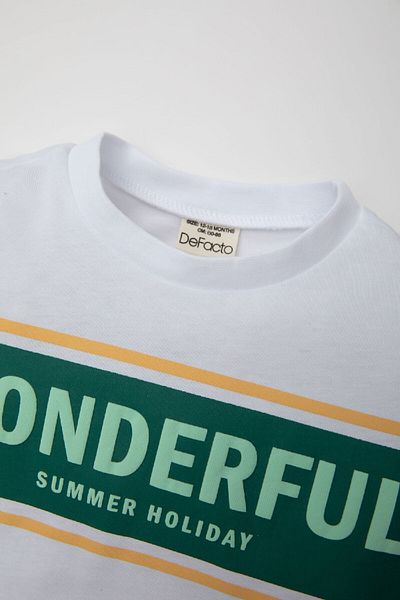 DeFacto Bebeluş băieţel - Tricou cu mânecă scurtă imprimat cu gâtul turn C7848a524sm