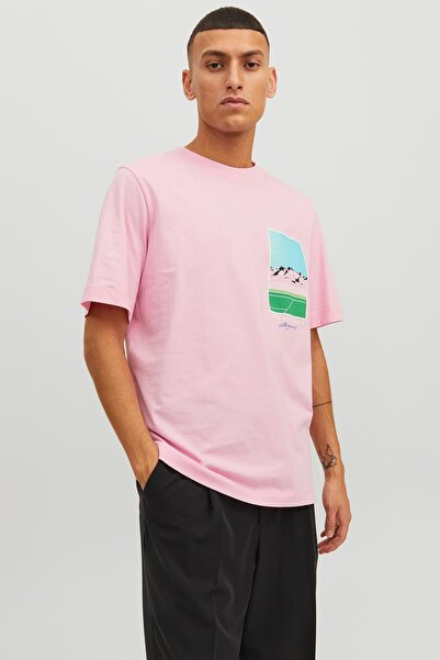 Jack & Jones Чоловіча футболка з коротким рукавом Jortulum Landscape Tee Ss Pink