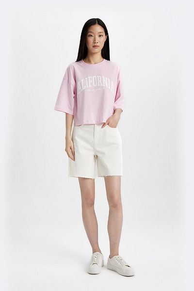 DeFacto Oversize Fit Crew Neck Printed Short Sleeve T-Shirt C7715AX24SM