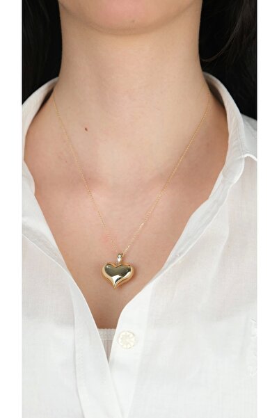 Arpaş 14 Ayar Altın Bombeli Büyük Kalpli Kolye Ucu 458