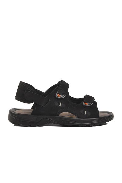 AYAKMOD Μαύρα ανδρικά σανδάλια από γνήσιο δέρμα Nubuck 1405 M