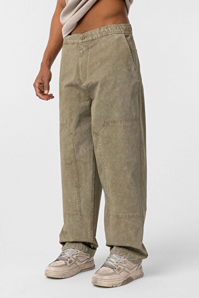 VAMOSCLO Washed Gabardine Trousers Khaki Men's Shoes Gx9688