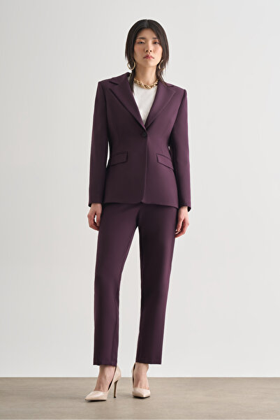 Mizalle Mürdüm Tek Düğme Klasik Blazer Ceket