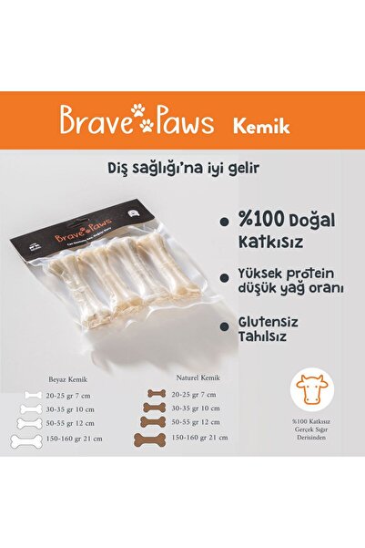BRAVE PAWS Pres Kemik %100 Dana Köpek Ödülü 10cm 35gr.*4 140gr 4'lü Paket