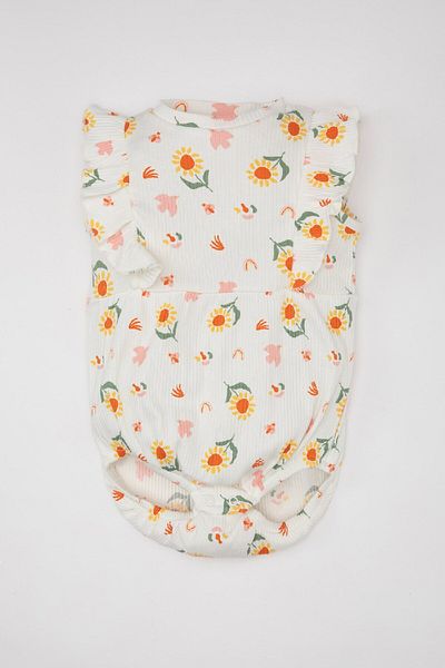 DeFacto Gerippter Overall mit Blumenmuster für Neugeborene, Mädchen, ärmellos, C8728a524sm