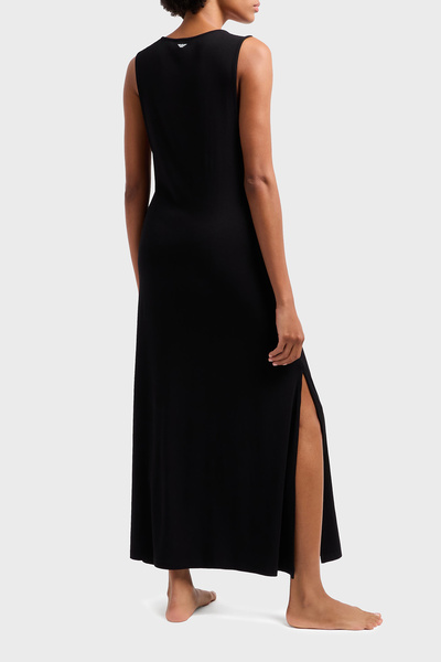 Emporio Armani Relaxed Fit Crew Neck Slit Midi Length Beach Dress Beach Dress Ew0007