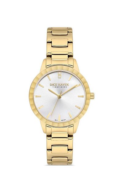 Dice Kayek Dk.1.Ag1371.Ga2-05 Stone Design 3 Atm Water Resistant Steel Cord Gold Color Women's Arm