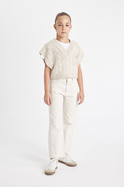 DeFacto Girl's Oversize Wide Fit V-Neck Knitwear Sweater C6935A824Au