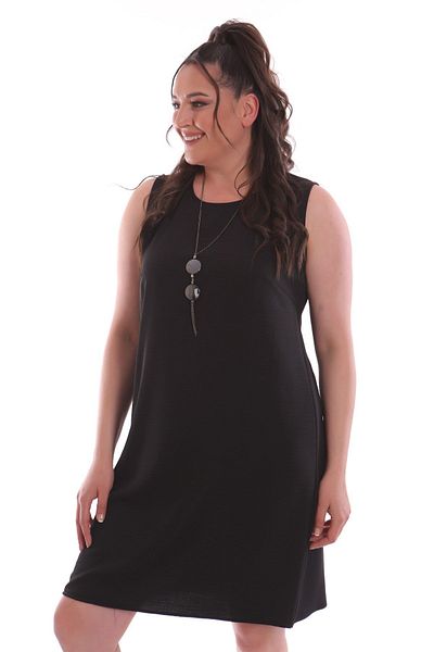 Trend42plus Αμάνικο μαύρο φόρεμα Plus Size