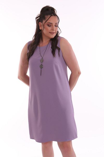 Trend42plus Αμάνικο λιλά φόρεμα Plus Size