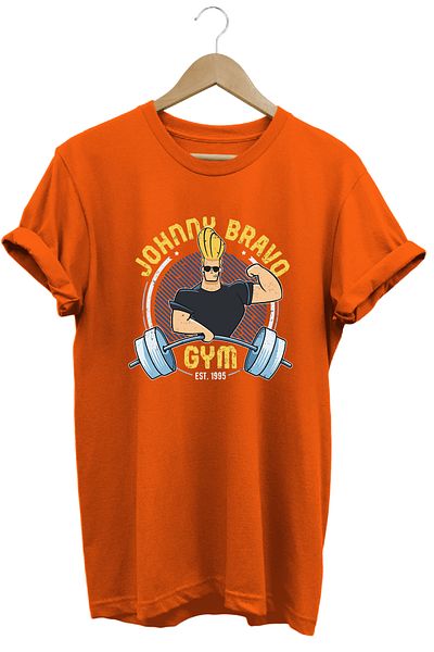 remonz Johnny Bravo Gym Printed 100% Cotton Regular T-shirt