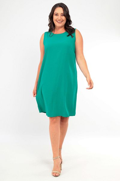 Trend42plus Αμάνικο πράσινο φόρεμα Plus Size