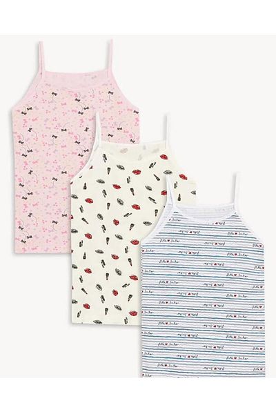 Beyaz Gelincik Underwear Tricou pentru fete din bumbac cu model, pachet de 3