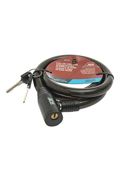ACE Sturdy and Durable Motorcycle Steel Coil Cable Lock with Two Keys 3ft