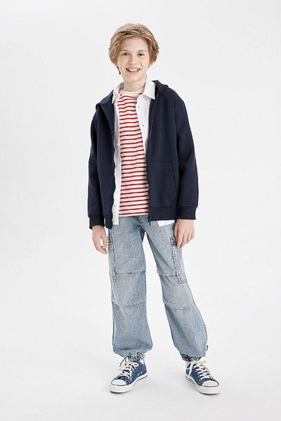 DeFacto Pantaloni de jogging pentru băieți - cu buzunare cargo și talie și picior elastic C4519a824au