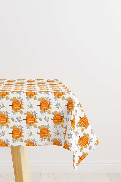 Cango Home Orange Halloween Pumpkin Patterned Digital Printed Tablecloth Cgh759-Ms