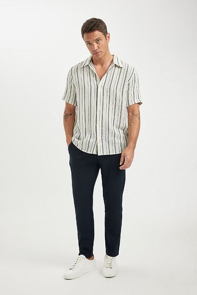 DeFacto Regular Fit Polo Collar Striped Cotton Short Sleeve Shirt C8315AX24SM