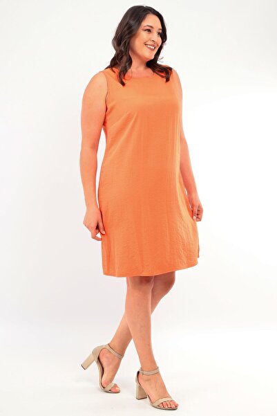 Trend42plus Plus Size Sleeveless Orange Dress