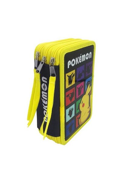 Pokemon Pencil case with 3 compartments, 35.5x6.5x20 cm, equipped, 39 pieces, multicolor, Pokemon