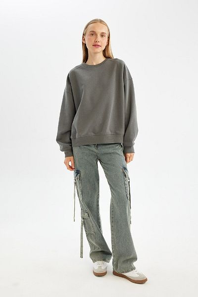 DeFacto Oversize mikina Crew Neck – silná a pevná A4177Ax24Wn