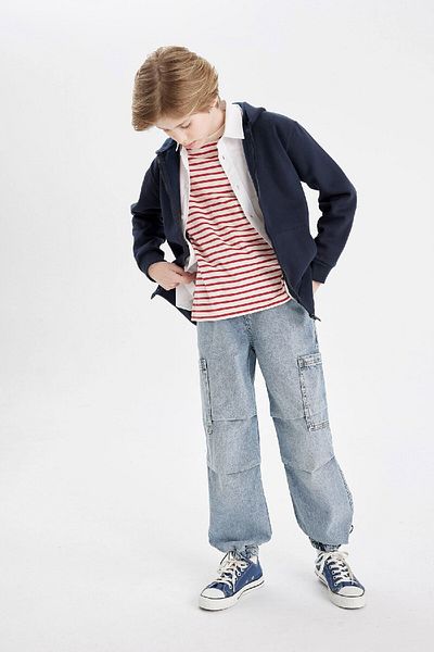 DeFacto Pantaloni de jogging pentru băieți - cu buzunare cargo și talie și picior elastic C4519a824au