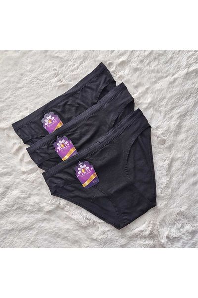 HS İÇ GİYİM Women's 3-Piece Black Modal Slip Panties – Soft, Breathable and Comfortable Design