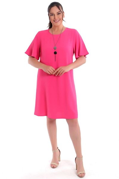 Trend42plus Φούξια κοντομάνικο φόρεμα Plus Size