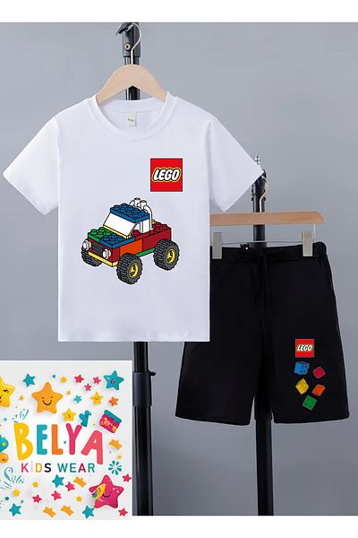 Belya Kids Wear بدلة صيفية للأطفال من الأسفل إلى الأعلى بنمط تصميم LG