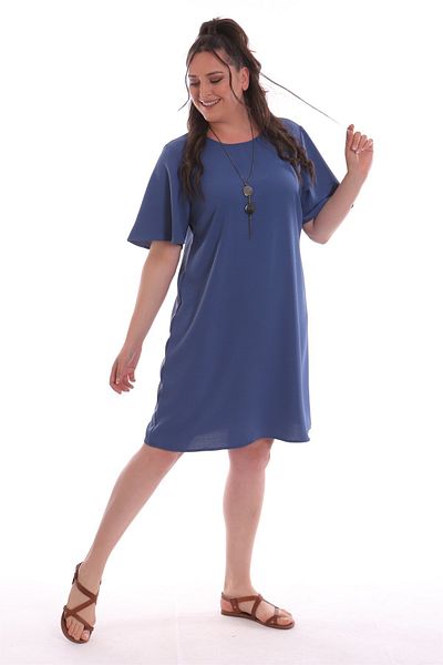 Trend42plus Κοντομάνικο φόρεμα Indigo Plus Size