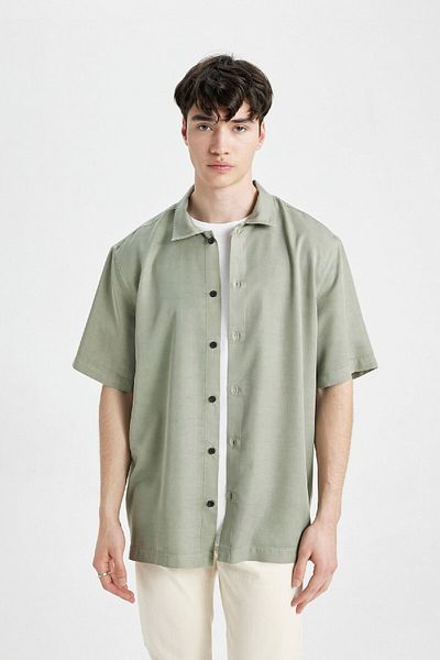DeFacto Relax Fit Summer Polo γιακά Βαμβακερό κοντομάνικο πουκάμισο C7394ax24sm