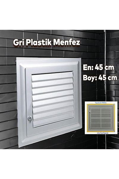 NZB Gray Colored Grille Bathroom Wc Toilet Ventilation Plastic Shutter 45X45 cm